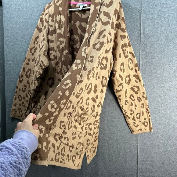 Isaac Mizrahi Live! Jacquard Shawl Collar Sweater Cardigan Leopard, X-Large - Picture 3 of 10
